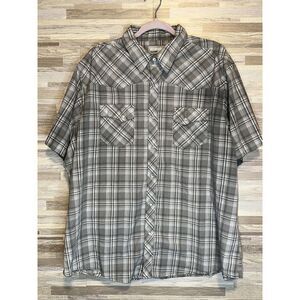 Wrangler Pearl Snap Shirt Size XXL Plaid Western Short Sleeve Button Up #181